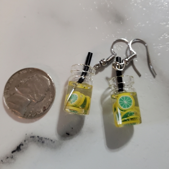 Lemonade with Limes Drink Dangle Earrings - Picture 2 of 11